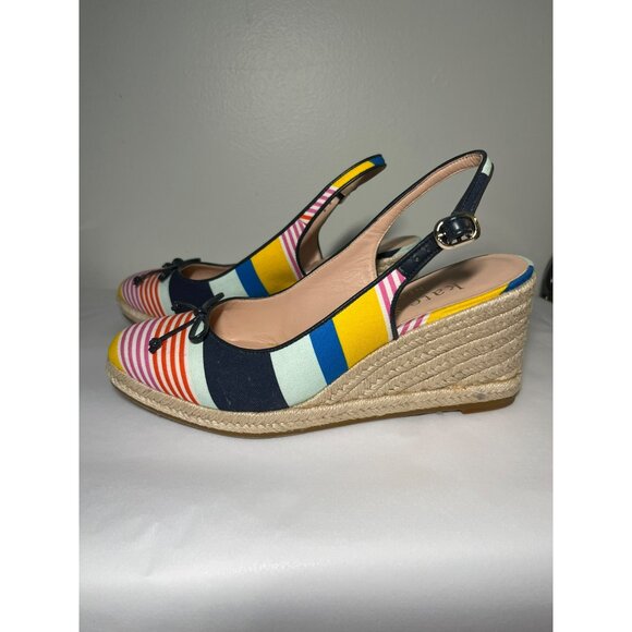 Kate Spade Panama Nights Slingback Striped Espadrille Wedge Sandals Size 9‎ - Picture 5 of 8